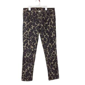 London Jean Leopard Print Slim Fit Stretch Pants In Neutral Tones Womens Size 6